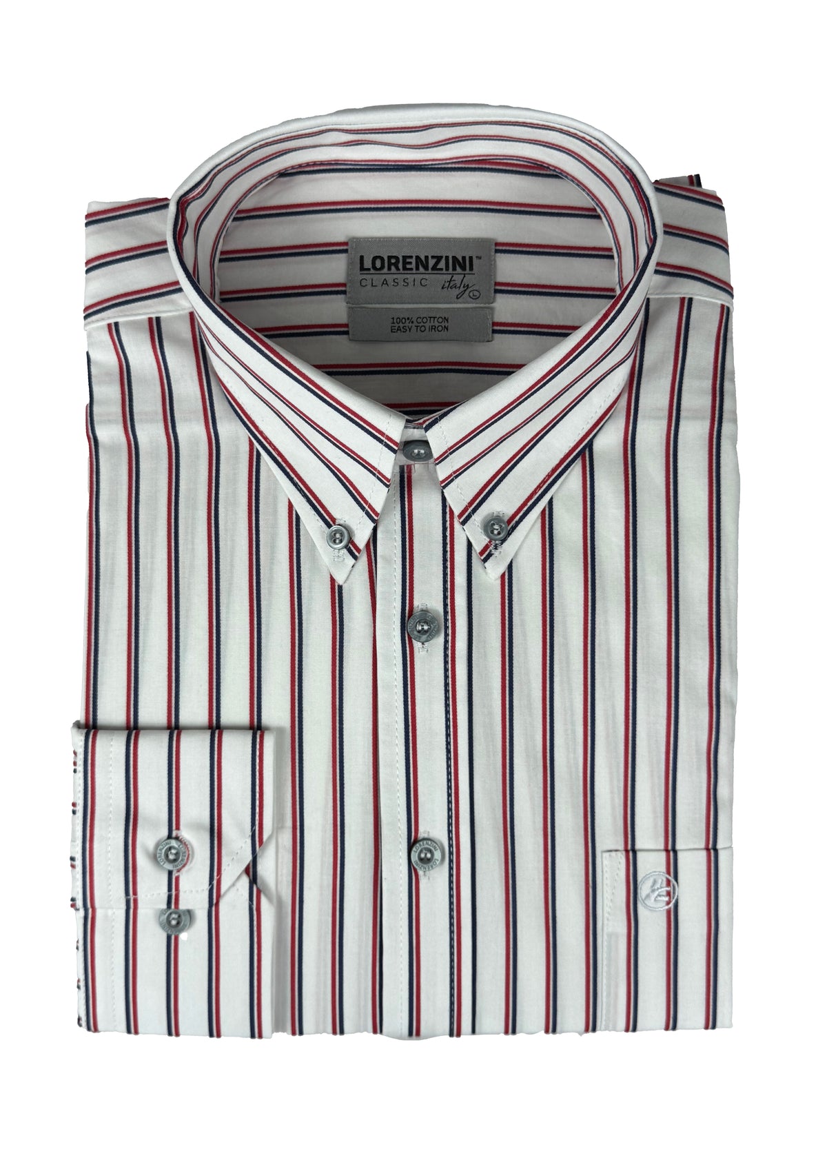 Lorenzini Long Sleeve White Striped Shirt