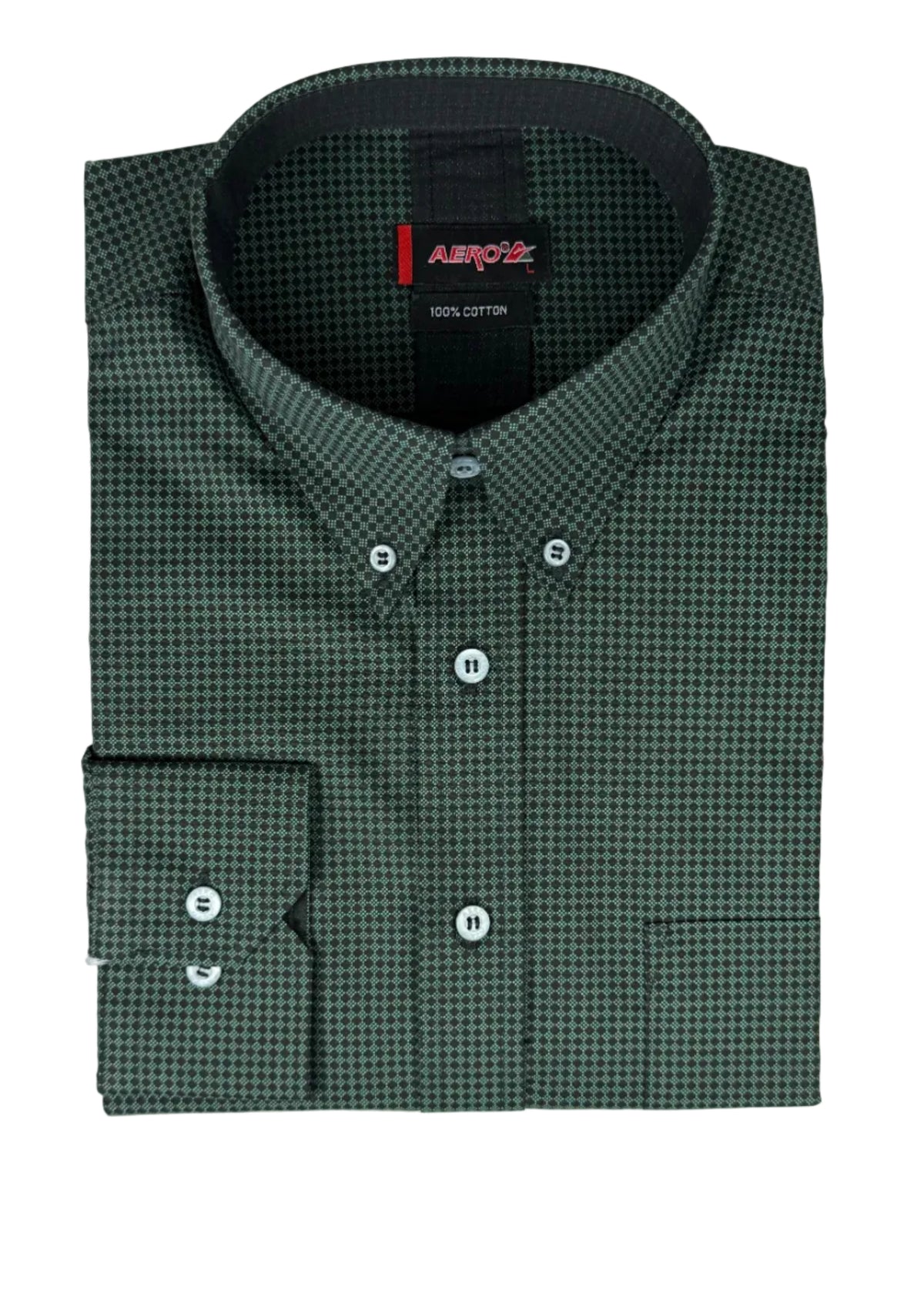 Aero Long Sleeve Green Pattern Shirt