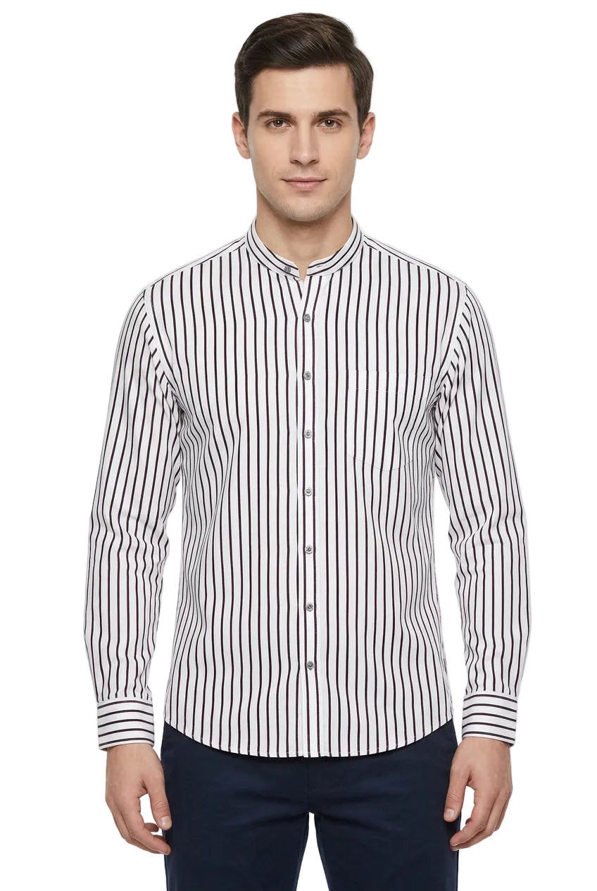 Lorenzini Long Sleeve White Striped Shirt