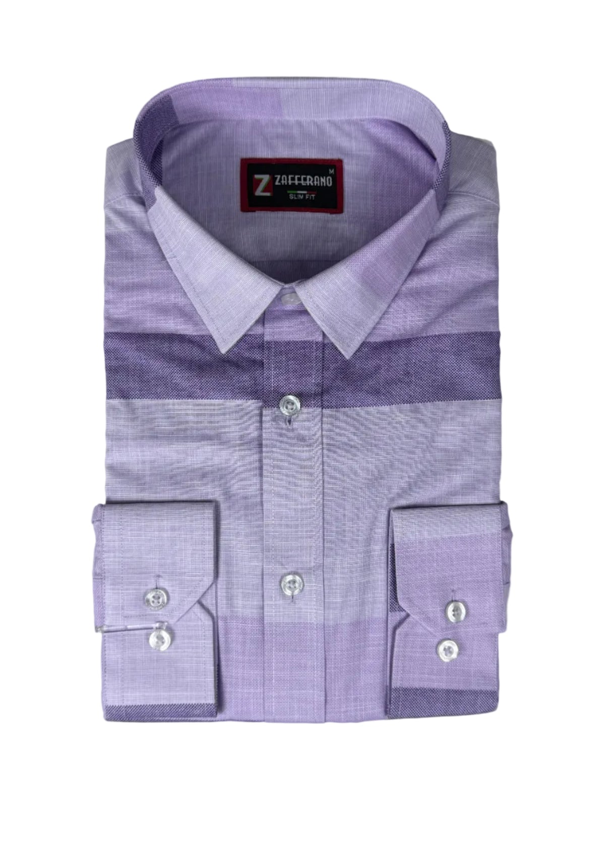 Zafferano Long Sleeve Slim Fit Striped Shirt – Purple