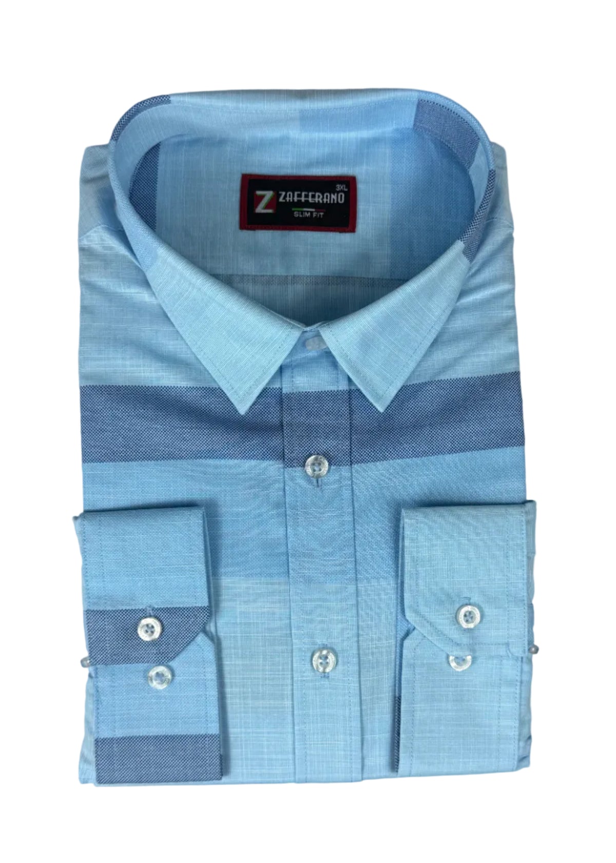 Zafferano Long Sleeve Slim Fit Striped Shirt – Sky Blue