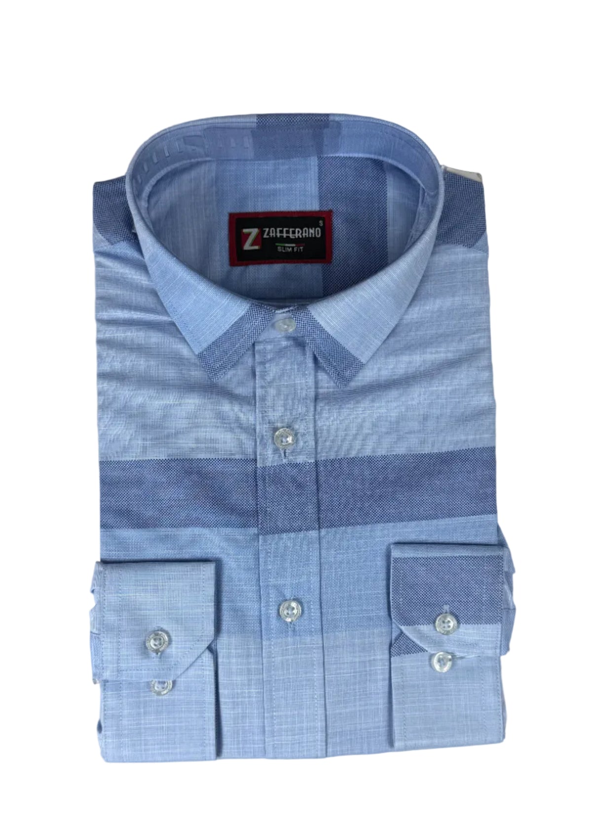 Zafferano Long Sleeve Slim Fit Striped Shirt – Powder Blue