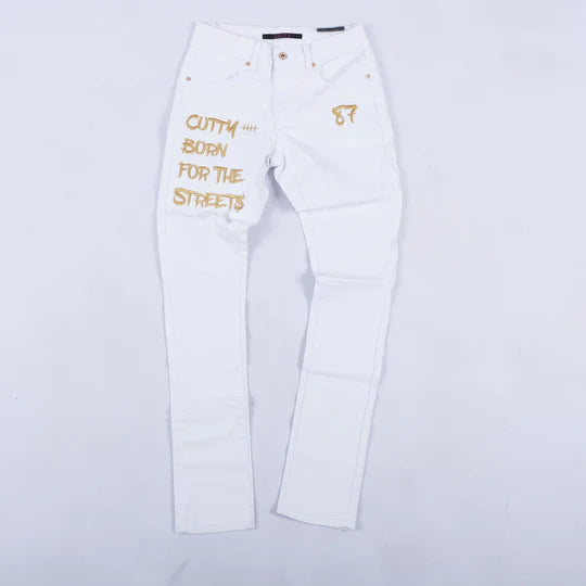 CUTTY White Cobbler Skinny Fit Wax Jeans