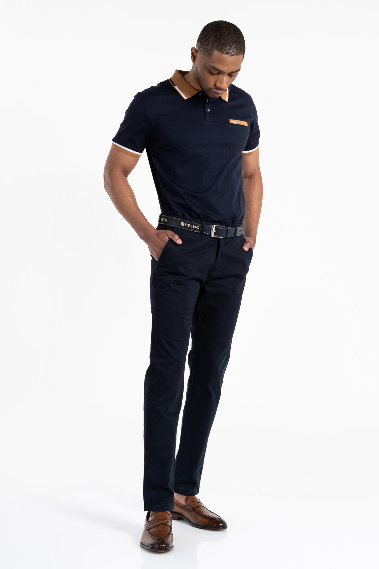 Pringle Navy Tailored Fit Chinos