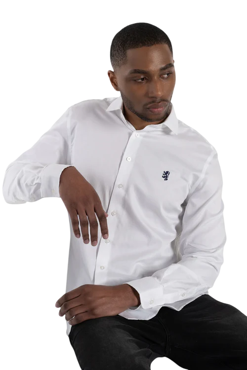 Pringle White LS Tailored Slim Fit Shirt