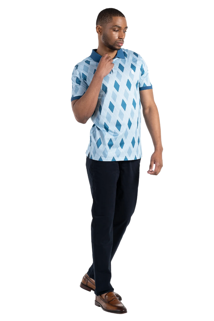 Pringle Teal Argyle Double Mercerized Golfer