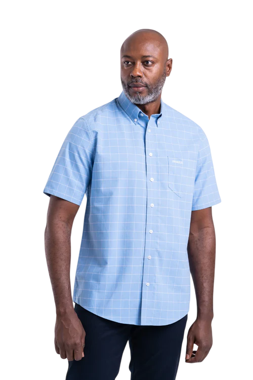 Pringle Oxford Blue SS Classic Regular Fit Shirt