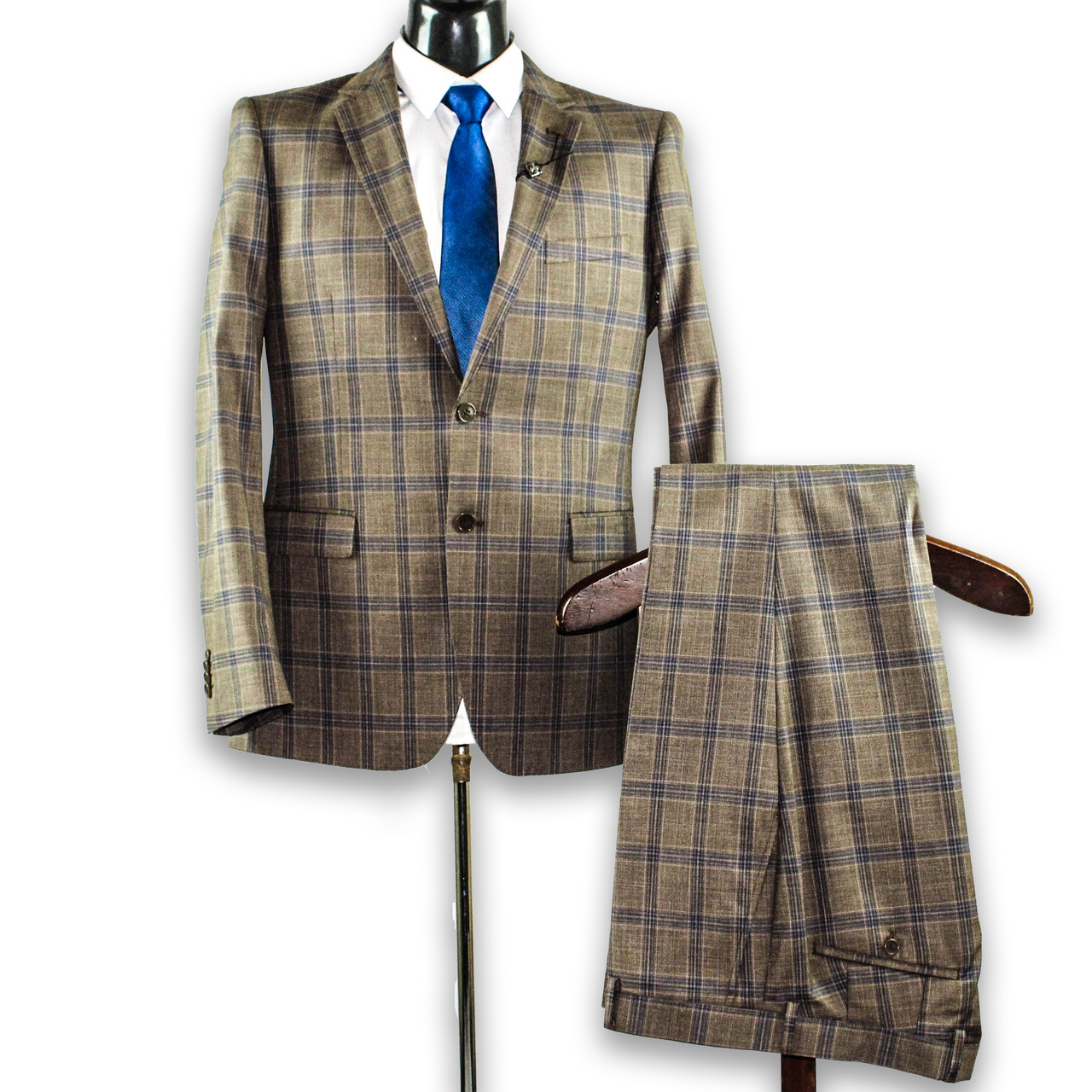 Carducci Beige Check Suit - BOSSINI SA