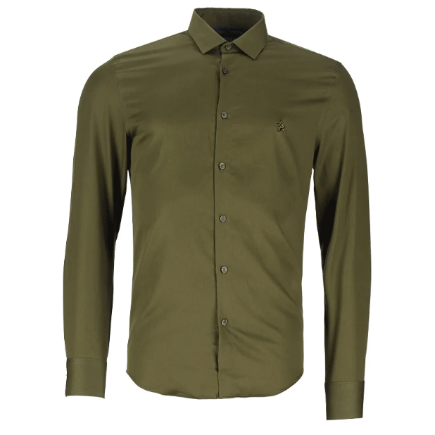 Pringle L/S Slim Olive Fatigue Tailored Fit Shirt