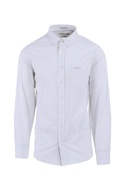Pringle White Grey Stripe L/S Shirt Classic Fit