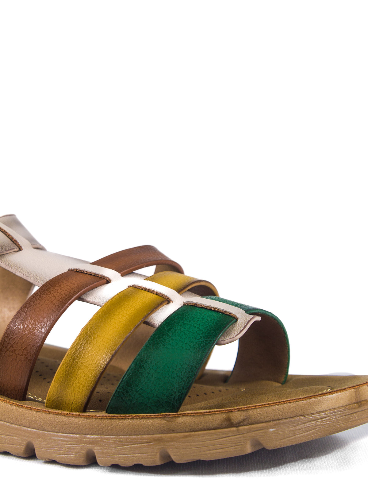 Ladies Foot Flex Platform Sandals BEIGE MULTI