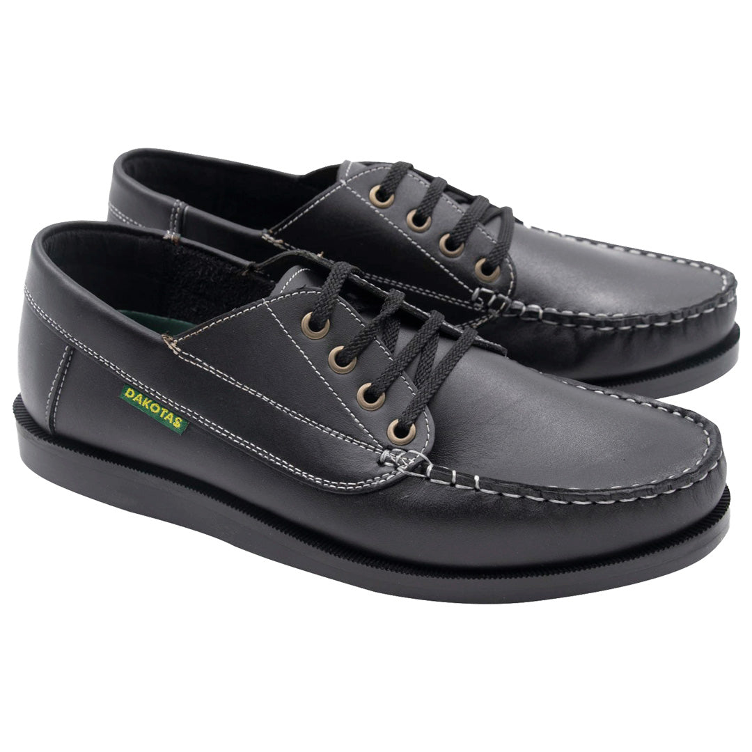 Dakotas Carson Leather Dockside Boat Shoe Black