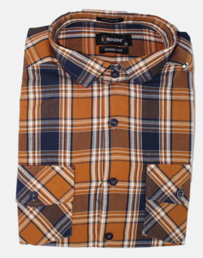 LORENZINI Brown Checkered L/S Shirt