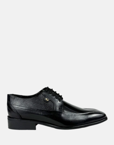 John Drake Leather Black Tramline Lace Up Shoe