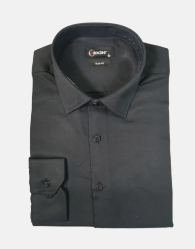 LORENZINI Fine Pattern Black Slim Fit Shirt