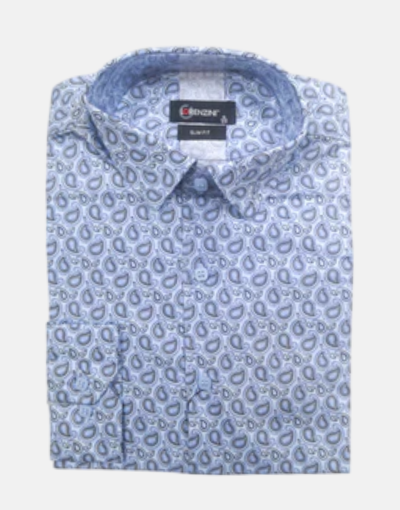 Lorenzini LS Sky Paisley Blue Shirt