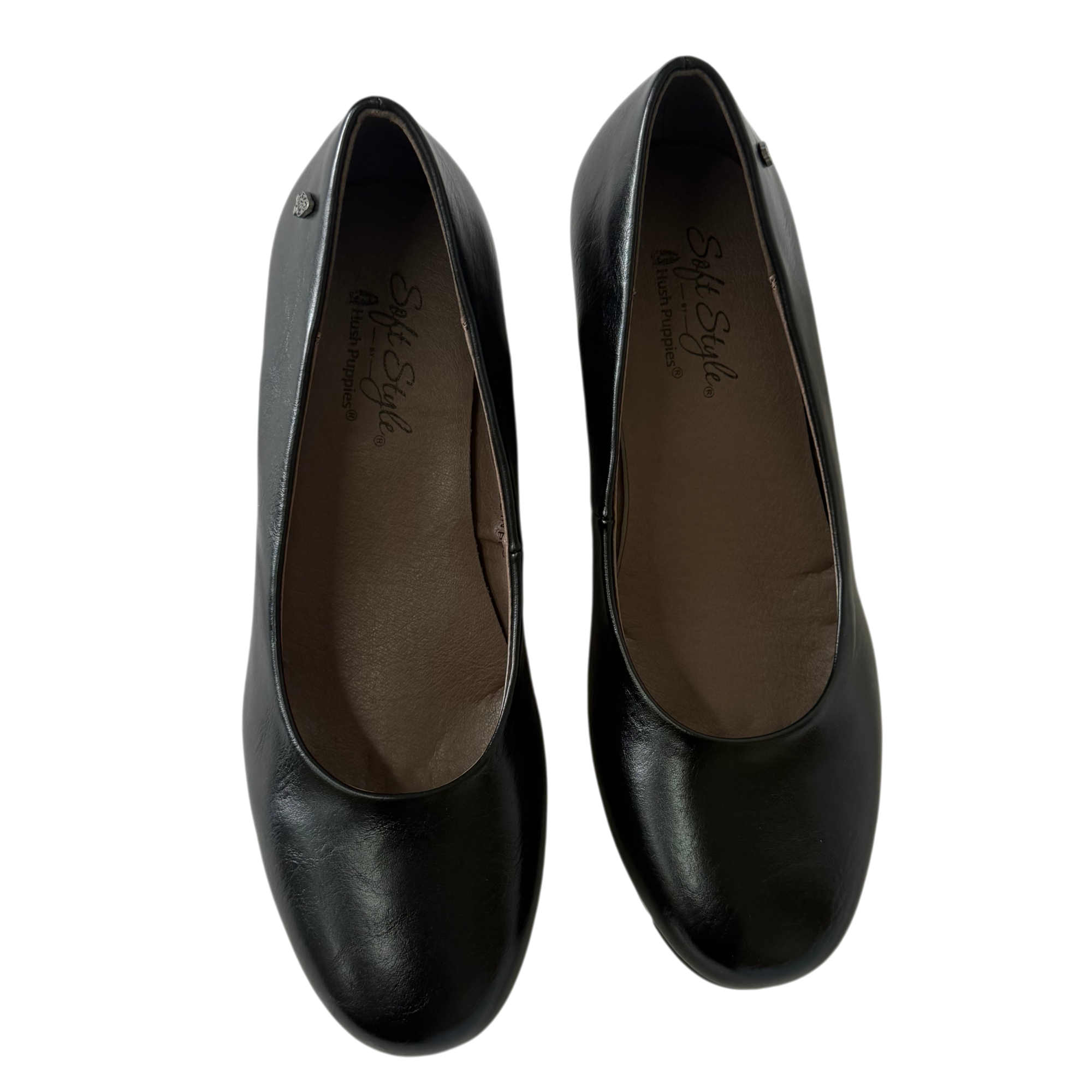 Hush Puppies Black Wedge Court Shoe