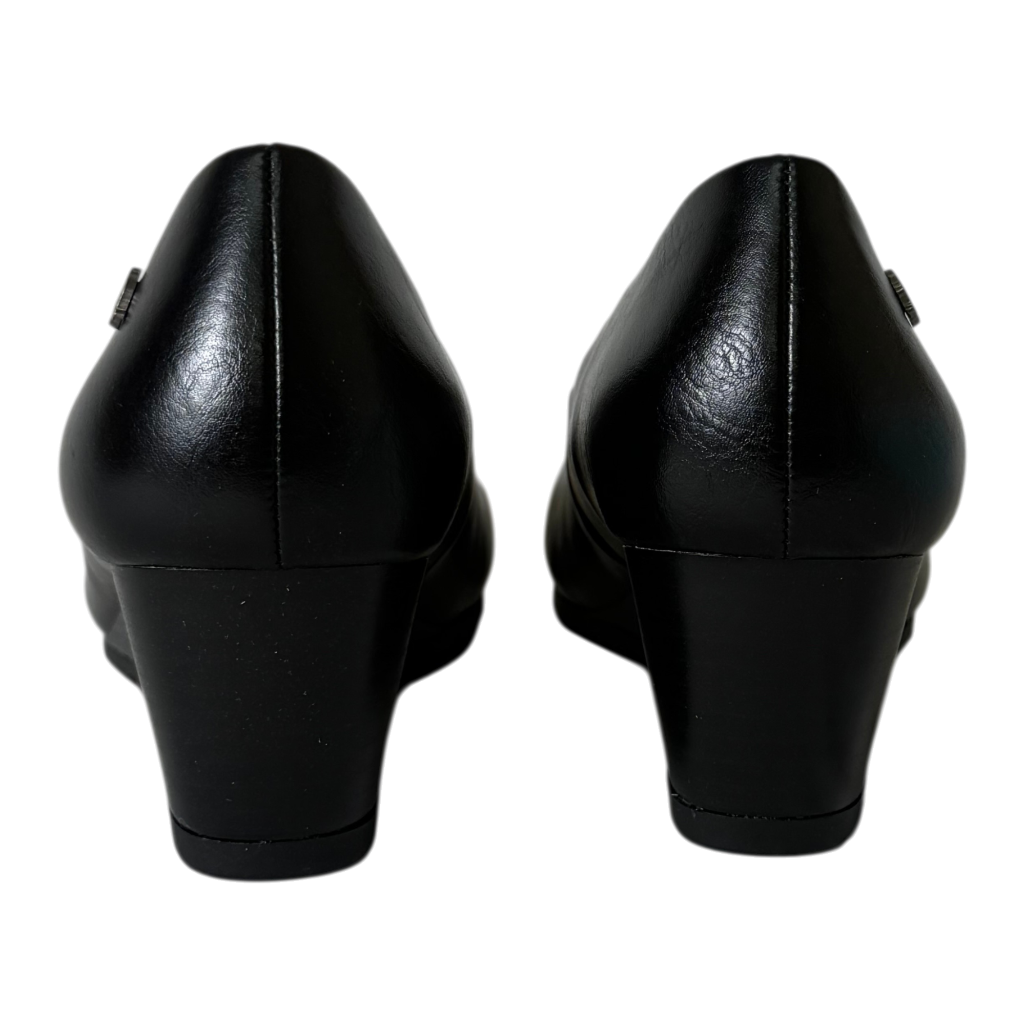 Hush Puppies Black Wedge Court Shoe