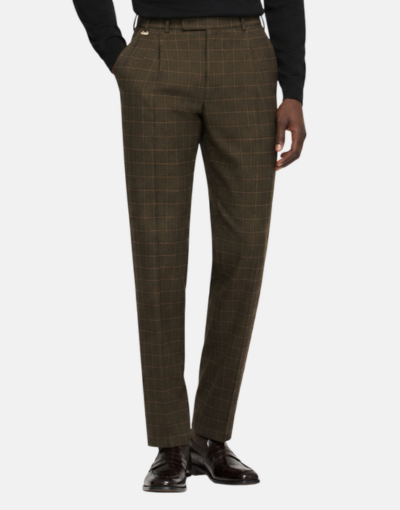 Navada 2 Pleat Executive Brown Trouser