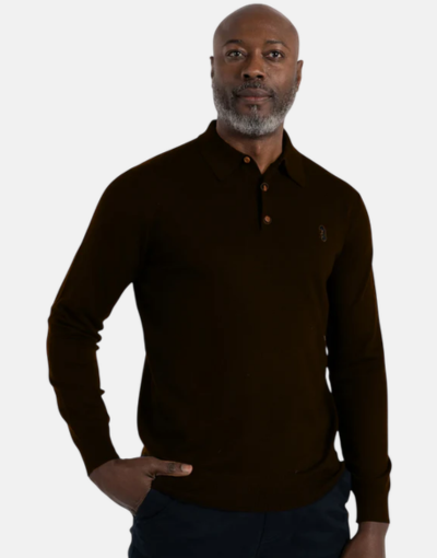 Pringle Gary Merino Knitwear Brown Golfer Sweater
