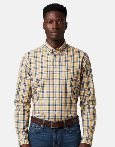 Pringle LS Multi Tan Check Tailored Fit