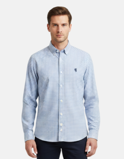Pringle LS Blue Check Tailored Slim Fit Shirt