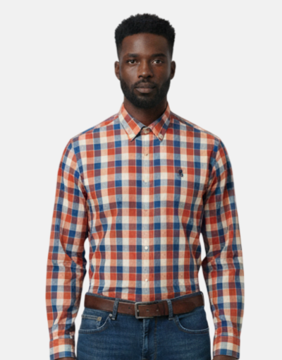 Pringle Rust Check LS Tailored Shirt