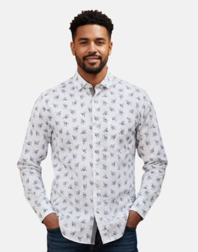 Rossini White LS Pattern Shirt