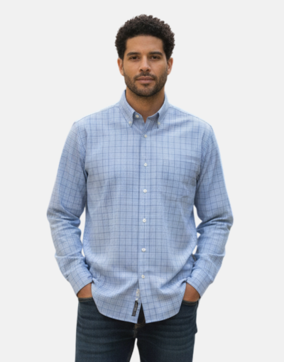 Aero LS Light Blue Check Shirt