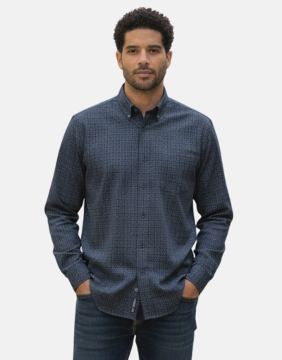 Aero LS Navy Block Shirt