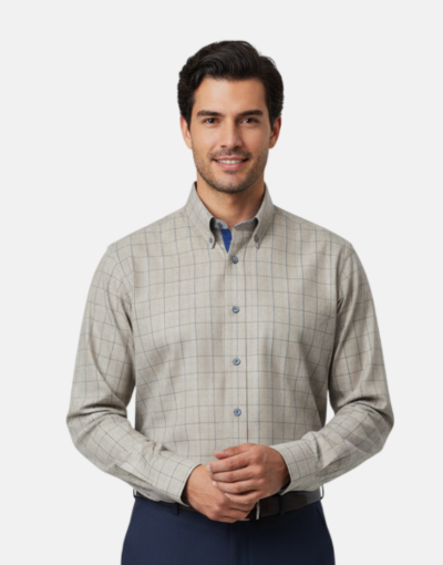 Aero LS Khaki Check Shirt