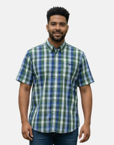 AERO Green/Beige/Blue Checkered S/S Shirt