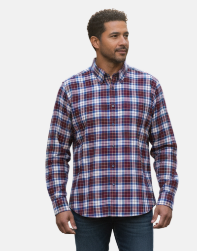 AERO LS Check Burgundy Shirt