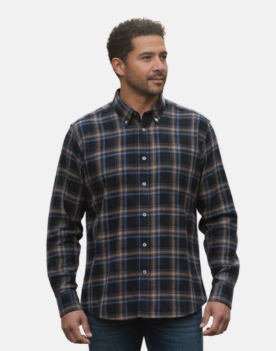 AERO Black L/S Check Shirt