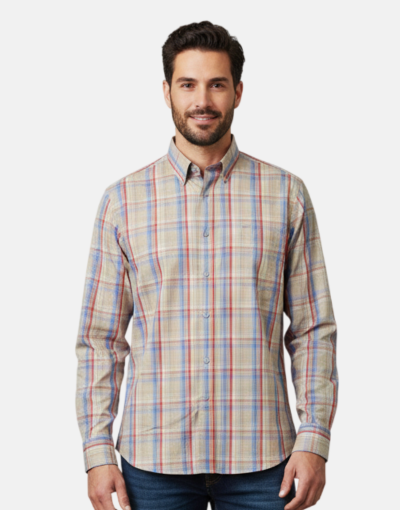 AERO Khaki Check LS Shirt