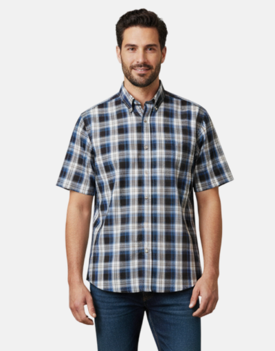AERO Blue Checkered S/S Shirt