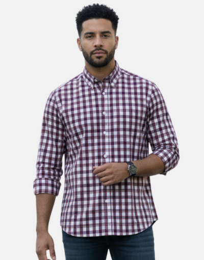Aero LS Blue Purple Check Shirt