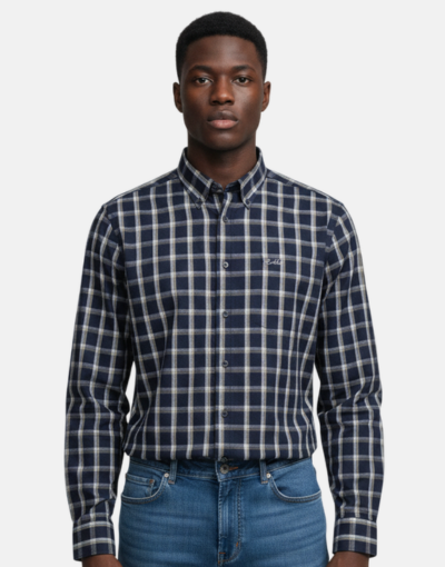 Cable LS Navy Check Shirt