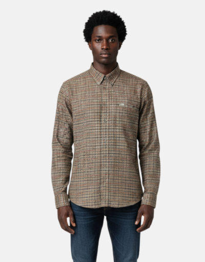 Aero Cable LS Brown Check Shirt