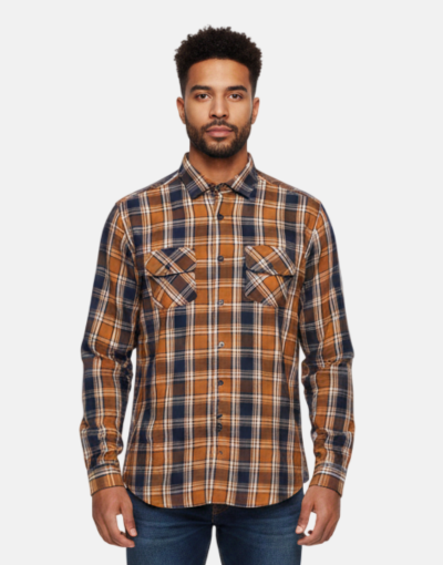 LORENZINI Brown Checkered L/S Shirt