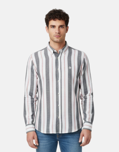 LORENZINI L/S Green/Orange White Shirt