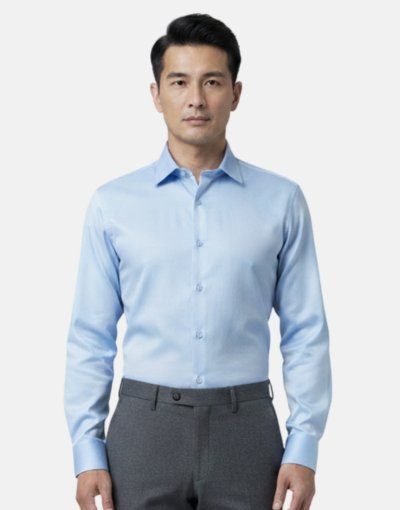 Lorenzini LS Sky Blue Fine Check Slim Fit Shirt