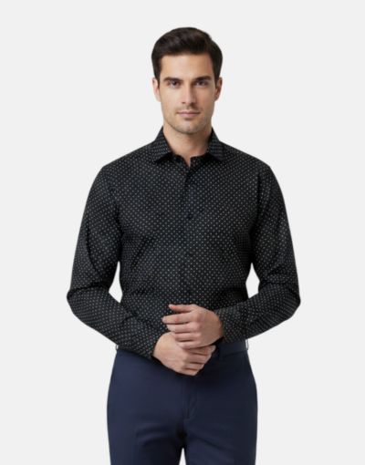 Lorenzini Black Micro Print  LS Shirt