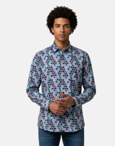 Lorenzini Slim Fit LS Check Multi Color Shirt