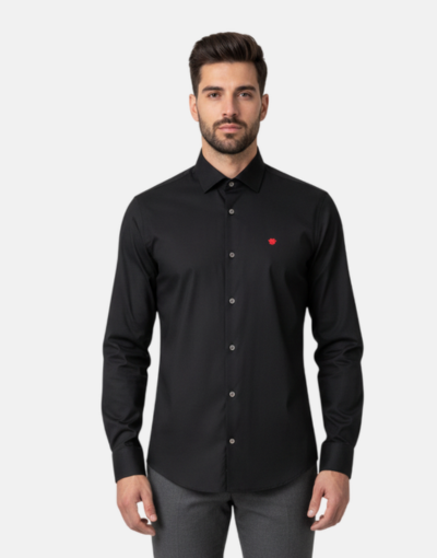 Florsheim Plain Black Slim Fit Shirt
