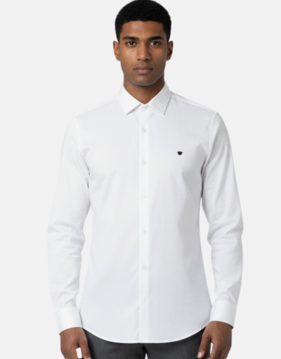Florsheim Plain White Slim Fit Shirt