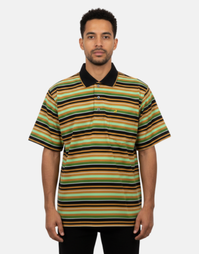 NEW GENTS Green Striped SS Golfer