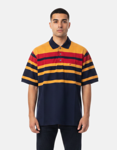 NEW GENTS Gold Multi Striped SS Golfer