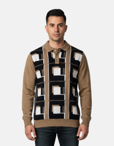 Rob Roy Tan Block Golfer Knitwear