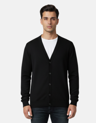 Rob Roy Black Plain Cardigan